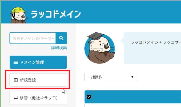 ラッコドメイン新規登録